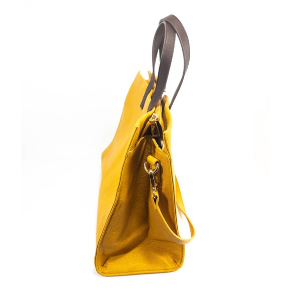 Moda Luxe Stylish, Spacious Tote Bag - Mustard/Yellow - Picture 3 of 9